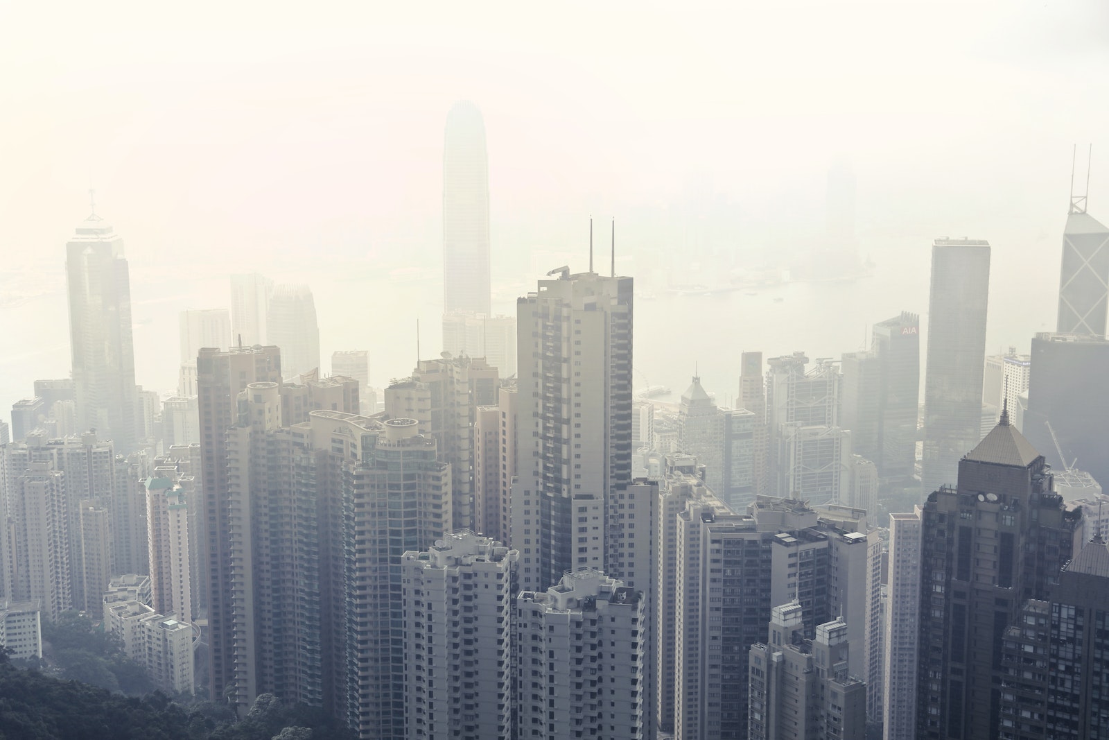 Smoggy High-rise Buildings At Daytime