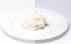 Plate of food, half of it hard to see