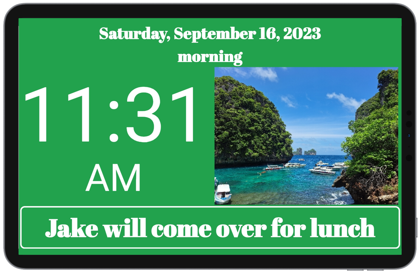Calendar Clock on a Tablet