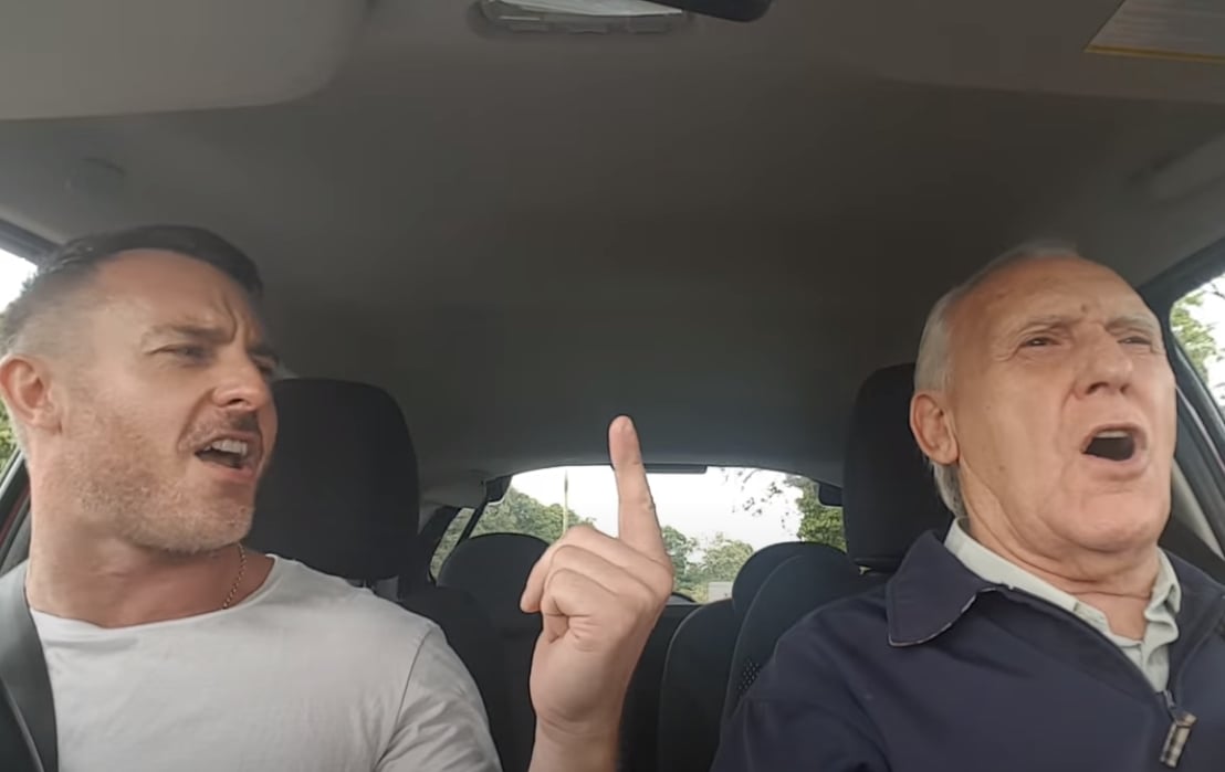 Dad with Dementia singing with son