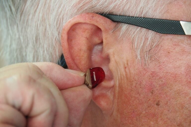 person wearing hearing aid