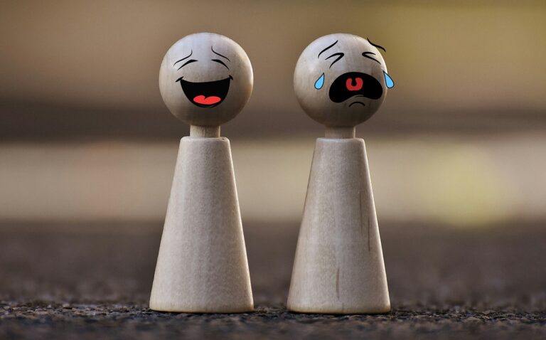 Characters laughing and crying