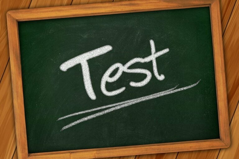 Chalkboard that says "TEST"