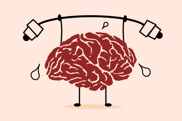 Brain doing physical exercise (Illustration)