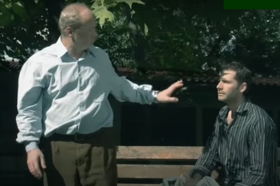 Son and father with Alzheimer's