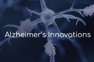 "Alzheimer's Innovations" superimposed on a neuron