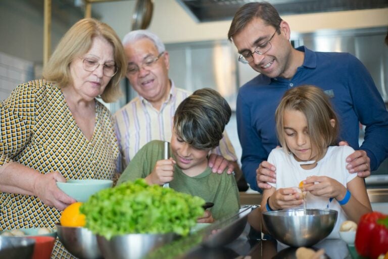 Family Cooking Together in the Kitchen