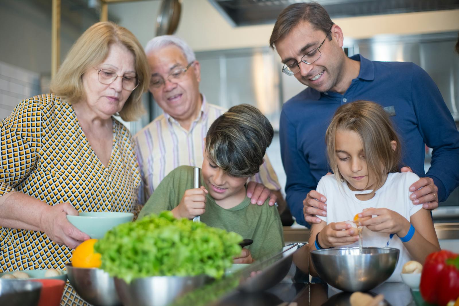 Family Cooking Together in the Kitchen