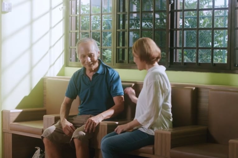Man with dementia and his caregiver