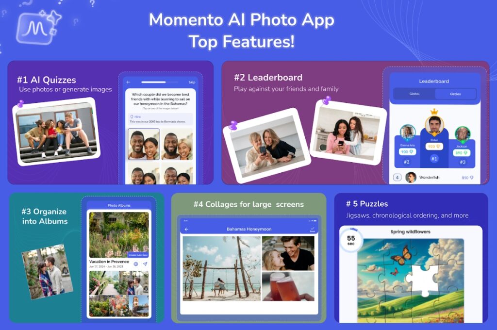 Momento app photo-memory features