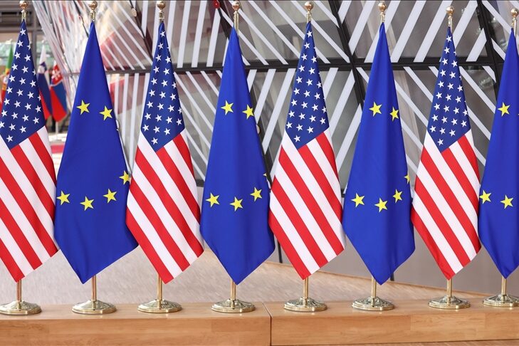 American and European Union Flags